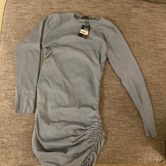 never worn blue rushed siding dress - Picture 2 of 4